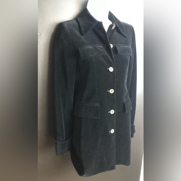 Vtg J.CREW Collection Italy Velvet Velour Jacket Mid Length Coat Rare Blazer - Picture 2 of 10